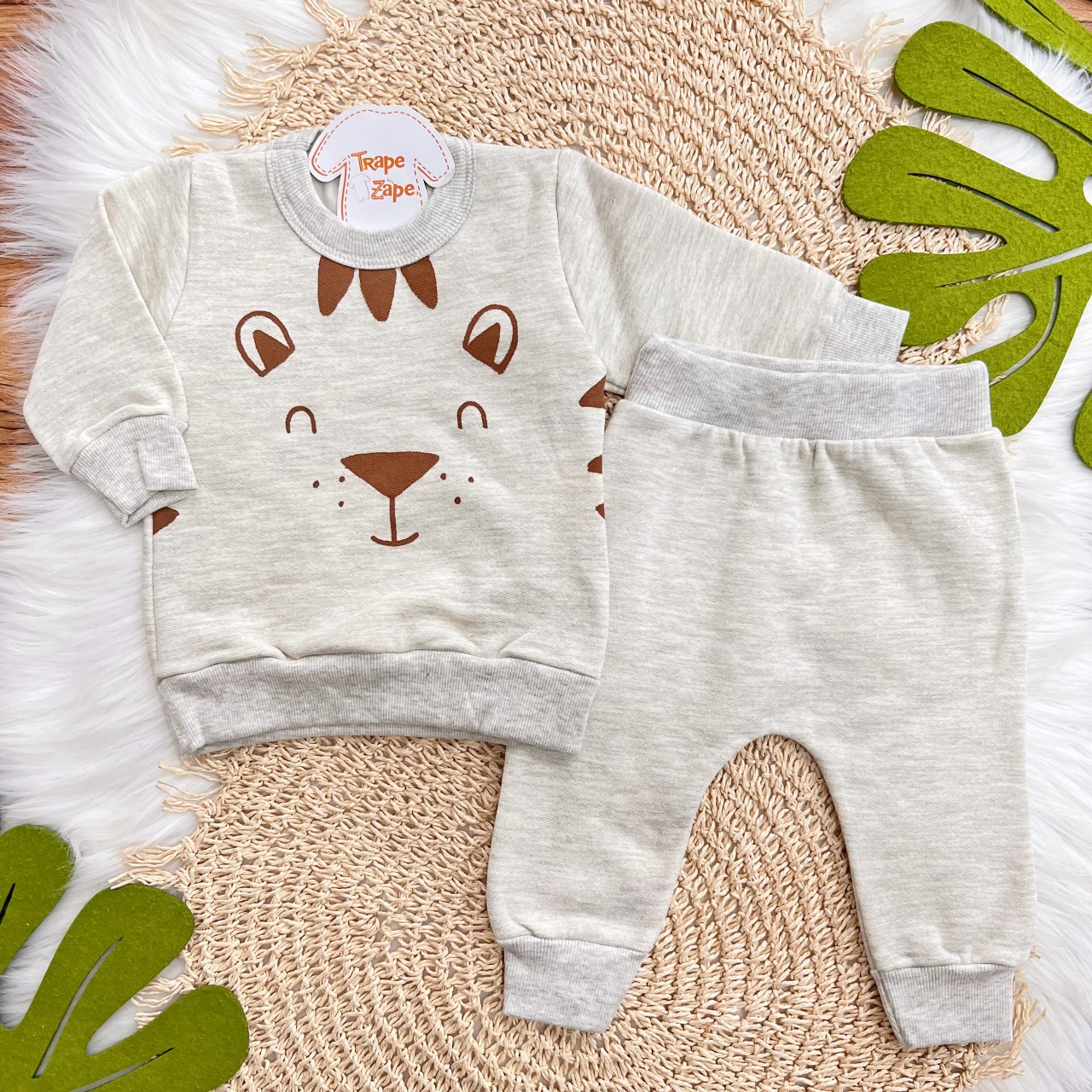 Conj. Casaco e Calça Cute Baby Tiger - Mescla